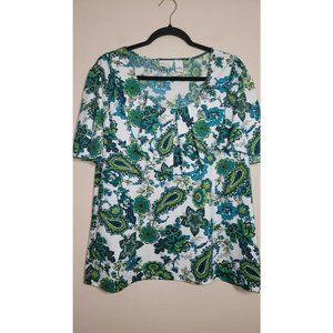 Kim Rogers XL Blouse Short Sleeve Paisley